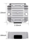 Dimensions of Pair Of DC To DC Buck Converters 8 To 35V In To 3 To 24V Out Adjustable 5A Step Down Regulator in silver housing