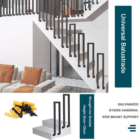 Heavy Gauge Side Mount Step Handrail For Outdoor Stairs And Patio Deck No Fuss Weatherproof With Quick Setup And Dang Solid Grip Support For Safe Deck Navigation on modern staircase.