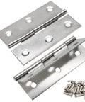 Built Tough 3 Inch Mini Stainless Steel Butt Hinges Rust Resistant 304 Bright Silver Cabinet Door Hardware with screws.