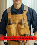 Person wearing tool apron holding Two Pack Telescoping Magnetic Pick Up Tools for Auto, Home and Garage, Heavy Duty 20 Lb and Lightweight 2 Lb Reach Sticks