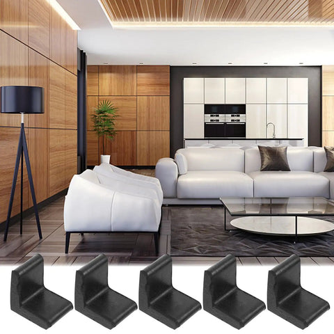 L Shape Black Rubber Furniture Leg Caps Set For Tables And Shelves Floor Protectors To Stop Scratches And Keep Floors Quiet