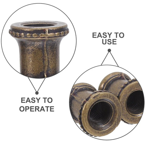 Legit 4 Pack Heavy Duty Gold Metal Lamp Pipe Coupler Adapter Connects Fixture Threads Perfectly For Your Next Sick DIY Lighting Projects With Heat Resistant Zinc Alloy Build Holds Tough So You Can Skip The Tools Get It Done Right No Sweat., gold zinc alloy lamp pipe coupler, threaded close-up