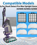 AZ4002 Replacement Filter Set For Detect Pro Max Upright Vacuum with 2 HEPA filters, foam and felt filters on table next to vacuum