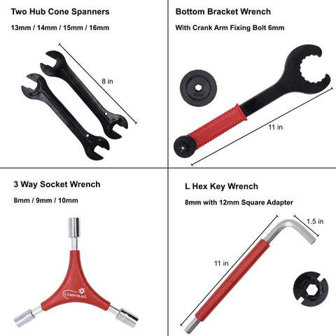 38 Piece Bike Repair Tool Kit For Mountain Road And BMX Bikes With Storage Case Includes Two Hub Cone Spanners and Wrench Tools