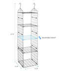 Adjustable 5 Shelf Metal Wire Hanging Closet Organizer For Wardrobe Storage Perfect For Clothes Shoes Bags Belts And Hats