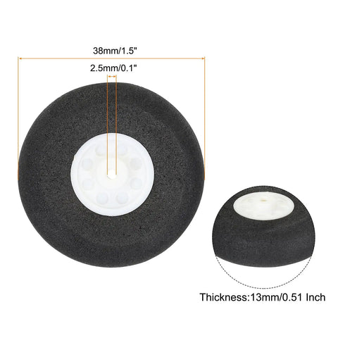 RC Airplane Wheels 38mm Diameter 1.5 Inch Sponge Replacement Wheel Set Pack Of 10 for DIY model planes and helicopters close-up