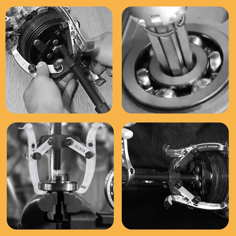 Beefy 3 Jaw Gear Puller Removal Tool Kit for bearings, gears, pulleys and flywheels in use on machinery, steel construction.