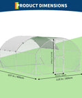 Dimensions of Beefy Large Walk In Chicken Coop With Galvanized Steel Frame All Weather PU Canopy And Round Top Roof