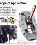 Brake caliper piston compressor tool with red 360° ratchet lever, 4 hooks and 2 large steel plates for disc brakes.