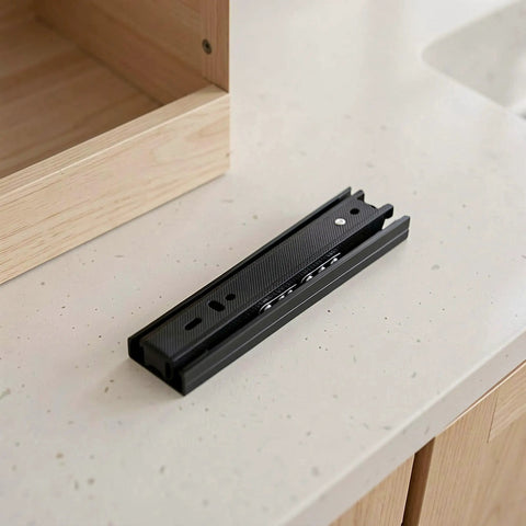 Premium Two Set Side Mount Drawer Slide Rails Six Inch Full Extension Ball Bearing Runners on countertop ready for installation.