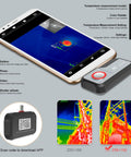 Front view of USB C Thermal Cam For Android With 512x384 Super Resolution And 256x192 IR Sensor connected to smartphone for diagnostics.