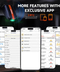 BD200 Bluetooth OBD2 Scanner With Exclusive App On iOS And Android DIY Friendly Code Reader For Check Engine And Battery Diagnostics Wireless OBDII Adapter Works With 1996 And Newer Vehicles showcasing app interface and scanner