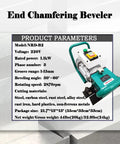 Slick Portable Electric Steel Plate Beveling Machine With Adjustable 30 To 60 Degree Angles For Weld Prep On Stainless Cast Iron And Steel showing detailed specifications.