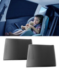 Baby Car Window Shades With UV Block And 99 Percent Sun Protection, Easy Install Universal Fit Back Seat Sun Shade, Nano Ice Crystal Insulation Keeps Baby Cool And Comfy On Every Ride, 2 Pack, featuring a child asleep in a car seat.