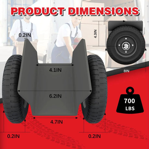 Beefy 8 Inch Panel Dolly Cart For Doors And Slabs Heavy Duty All Terrain Mover dimensions with solid rubber wheels and 700 lb capacity