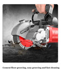 Heavy Duty Powerhouse Electric Wall Cutting Saw With Laser Aiming 5500W Concrete Chaser 6500RPM close-up of blade cutting cement
