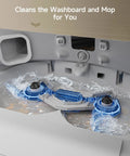 X40 Ultra Robotic Vacuum With Removable And Liftable Mop And 12000 Pa Suction, showing self cleaning washboard feature