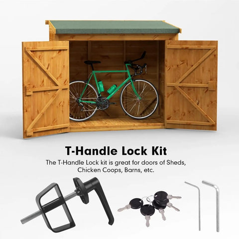Heavy Duty Shed Door L Handle Lock Kit Featuring Four Matching Keys And A Dead Nuts Four Point Five Inch Stem For Smooth Install On Playhouses Chicken Coops Camper Rv And Garage Doors In Satin Black