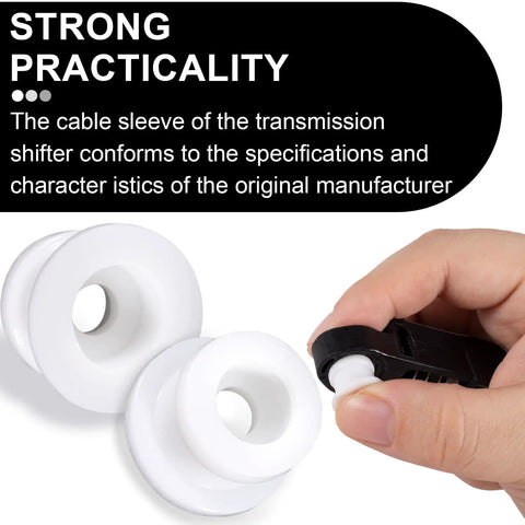 Close-up of 4 Pcs White Shifter Bushing Kit For Shifter Cable And Shift Linkage, presented with a hand for size reference.
