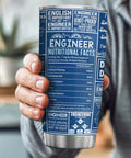20 Oz Engineer Tumbler With Stainless Steel Insulated Cup For Engineers And Gearheads, funny nutritional facts design