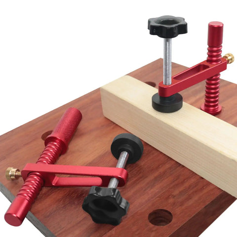 Heavy Duty Aluminum Workbench Clamps With 19mm And 20mm Holes Holdfasts For Secure Materials Woodworking Bench Accessories display