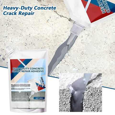 Self Leveling Concrete Crack Repair Sealant For Slabs And Brick Stone Indoor Outdoor Quick Dry Caulking DIY Ready Heavy Duty Glue For Crack Fix And Home Improvement Construction Projects being applied to concrete crack.