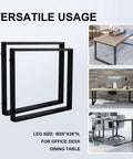 Heavy Duty Steel Table Legs Set Of Two, 28 inch tall black metal frame for dining tables and office desks, versatile use.
