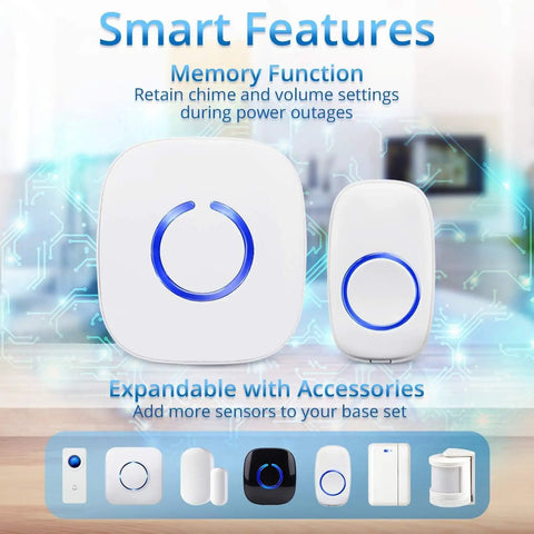 Long Range Wireless Doorbell Kit With 52 Chimes And 1000 Foot Range, Waterproof Doorbell System With LED features memory function