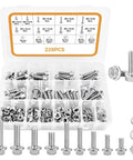 Heavy Duty Stainless Steel Hex Bolts Set With M6 And M8 Flange Bolts, 228 Piece Hardware Kit including nuts, washers in case
