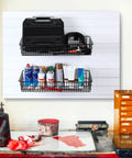 2 Pack Slatwall Baskets Heavy Duty Metal Wire Mounted Hanging Storage Display Baskets 23.6 Inch Width For Retail Garage
