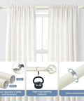 White Farmhouse Curtain Rod With Dope Vintage Twist Finials, Adjustable From 36 To 88 Inches, displayed with curtains