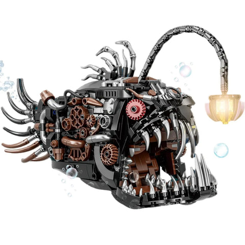 Angler Fish Mechanical Building Block Set With Lights Dope STEM Toy For Kids And Adults Deep Sea Ocean Creature Kit side view
