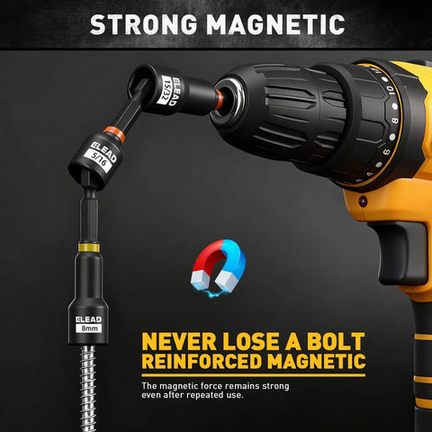 Heavy Duty 58 Piece Magnetic Impact Nut Driver Set With Metric And SAE Mini Wrench Set, Impact Socket Adapter, 3 Pound Magnetic Pickup Tool, Wing Nut Driver, Universal Socket, And One Quarter Inch Quick Change Bit Extension