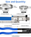 CV Joint Boot Clamp Pliers With Ratchet Adjust For Cars UTV ATV Repair, Heavy Duty Ear Type Clamp Crimping And Removal Tool, Telescopic Ratcheting Pliers With 18 Tooth Mechanism, Durable Automotive Clamp Tool For Easy Install. Dimensions shown with stainless clamps
