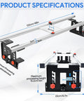 Diagram showing 48 Inch Adjustable Router Sled For Slab Flattening With Reinforced Rails, dimensions and adjustable features highlighted.