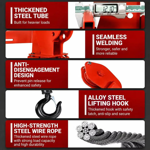 Heavy Duty Truck Mounted Bed Crane Built Damn Tough With Rock Solid Steel Frame showcasing thickened steel tube, seamless welding, and safety features.