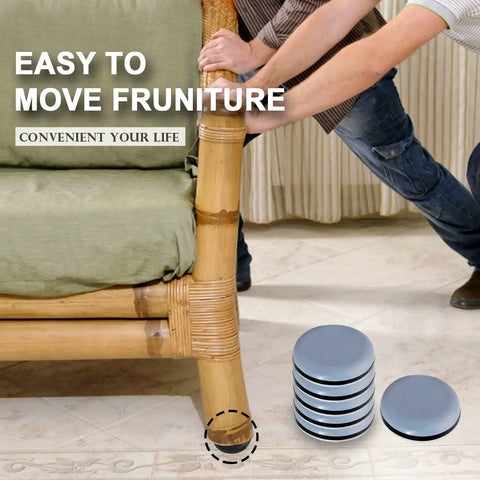 Heavy Duty Ptfe Teflon Furniture Sliders One Inch Thick Glides featuring easy peel and stick mount under sofa leg.