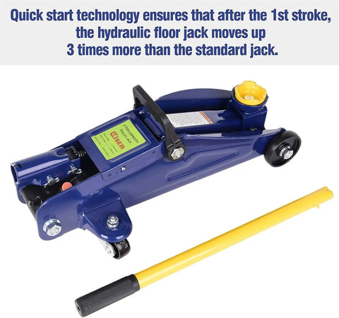 2 Ton Hydraulic Floor Jack With 4000 Lb Lift Capacity, Heavy Duty Car Jack Trolley For Home Garage, blue steel construction