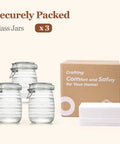 Glass Canister Set 34 Oz Each, 3 Pack Clear Jars For Coffee Bar Countertop, Embossed Polka Dot Apothecary Containers image
