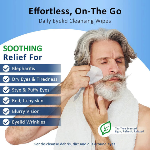 Amazon Eyelid and Lash Cleansing Wipes, 30-count, tea tree oil for blepharitis and dry eyes