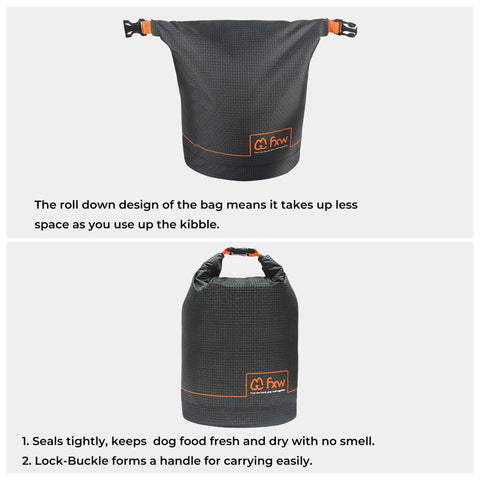 Dog Food Travel Bag Large Capacity For RV Trips And Camping Collapsible Kibble Carrier With Roll Down Top 21 Cups Grey