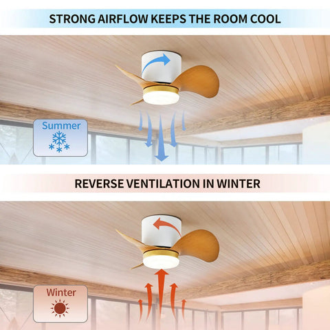 Low Profile Ceiling Fan With Lights And Remote 22 Inch Modern Reversible Multi Speed Flush Mount Ceiling Fan for year-round use
