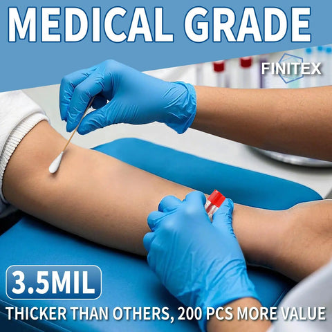 Blue Nitrile Disposable Exam Gloves Thick 3.5 Mil Powder Free Latex Free Medical Office Home Cleaning Food Handling X Large 200 Count Box