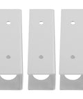 Rock Solid Under Desk Laptop Mount, Super Slick Aluminum Bracket showing three silver brackets with circular holes for secure installation.