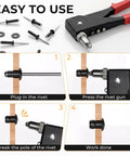 Heavy Duty 200 Pcs 3/16 Inch Pop Rivets Assortment Kit step-by-step use with rivet gun and rivets