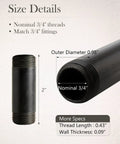 Size details for Ten Pack Three Quarters Inch By Two Inches Black Malleable Iron Pipe Nipples Fitting With Threaded Ends For DIY Steampunk Industrial Vintage Projects Ideal For Crafting Home Improvement Art Studios And Metalwork