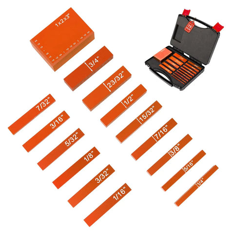 Setup Blocks 15 Pcs Aluminum Precision Height Gauge Set For Router And Table Saw Woodworking Setup Accessories with orange anodized bars