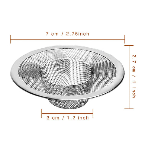 2Pcs Heavy Duty Stainless Steel Slop Basket Filter Trap Set 2.75 Inch Top 1 Inch Mesh Sink Strainer Hair Catcher