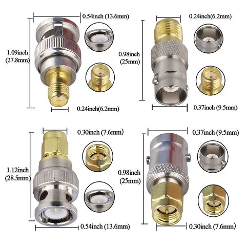 4 Pack SMA To BNC Coax Adapters All In One Kit For SDR Ham Radio Scanner And Walkie Talkie SMA Male To BNC Adapters