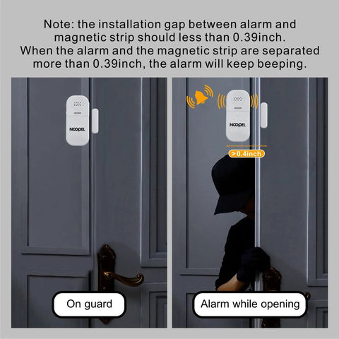 Two Pack Door Alarms For Kids Safety With 130dB Window Sensor Alarm And Remote installed on door